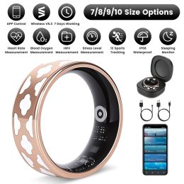 Size7/8/9/10 Options -- 1Pc Smart Ring Health Tracker Fitness/Sleep/Stress/HRV Tracker with Charging Case Magnetic Charging Cable for Women & Men (size: Cloud_7)